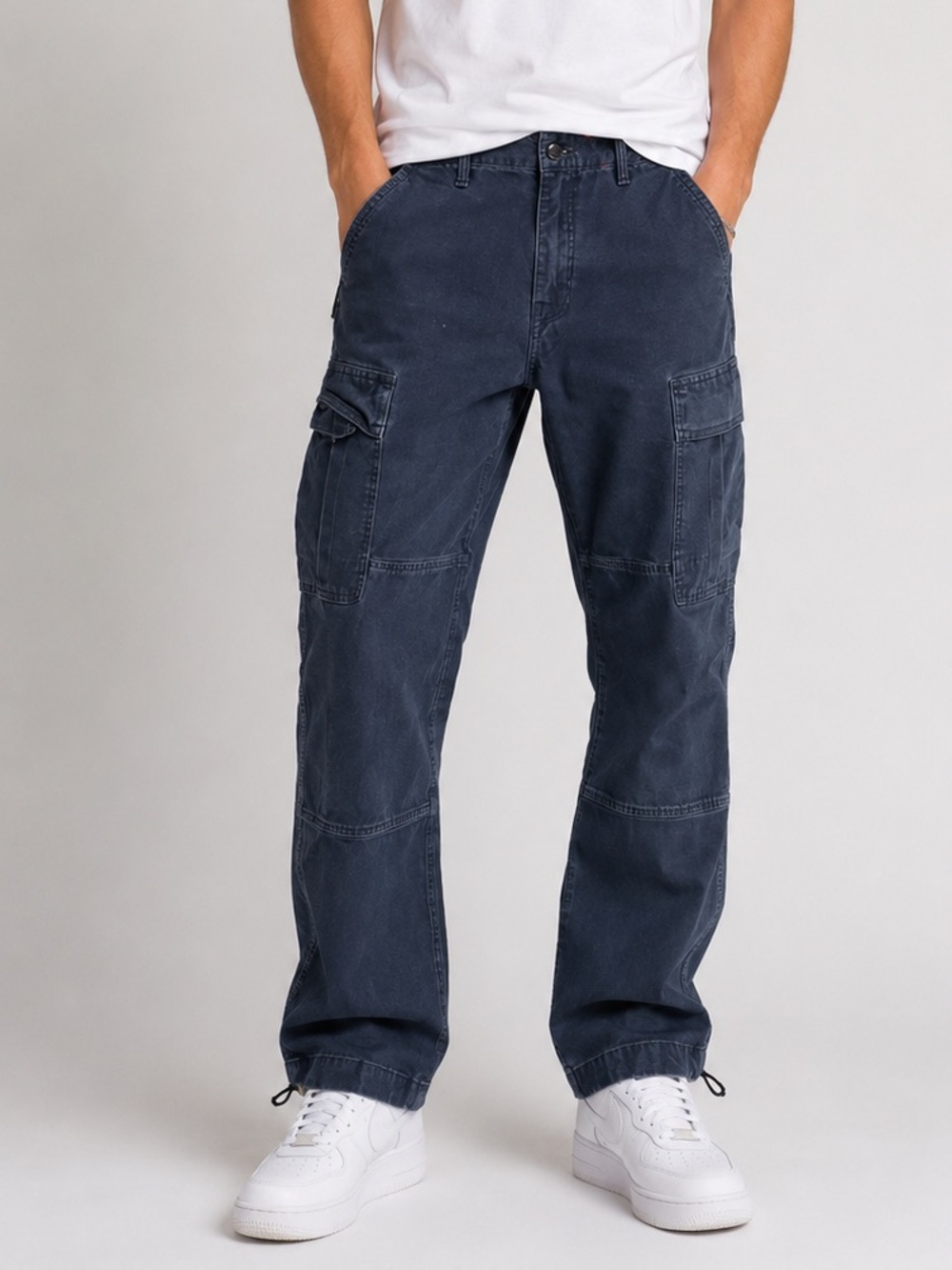 Dockers Men’s 32 Relaxed Charcoal Cargo Pants Casual Work Wear Ankle Tie Pockets